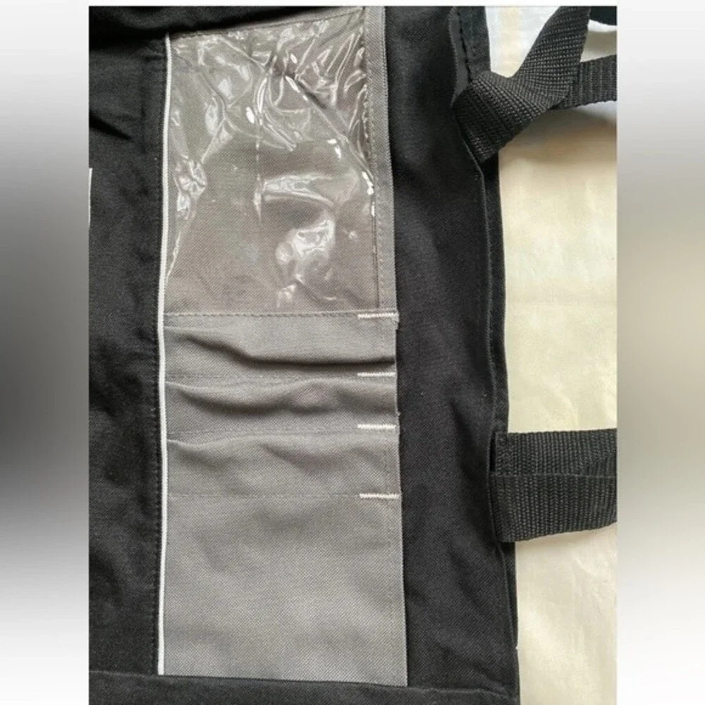 Leeds Tote Bag Canvas Container Store Black Gray Bottle Pocket New